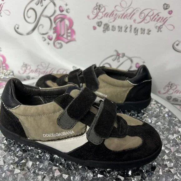 Dolce & Gabbana sneakers Velcro runners black beige classy preppy shoes slip on - Picture 8 of 13